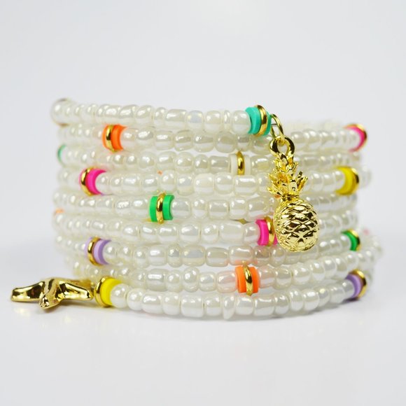 Ashley Jane Milan Jewelry - Henshi Pineapple Memory Wire Beaded Bracelet